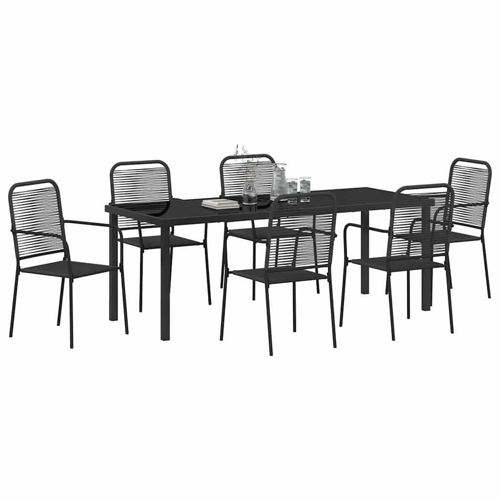 vidaXL Zestaw do jadalni w ogrodzie 7 pcs Czarny