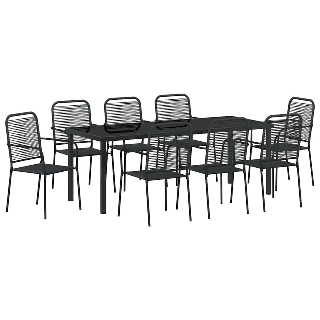 vidaXL Zestaw do jadalni w ogrodzie 9 pcs Czarny