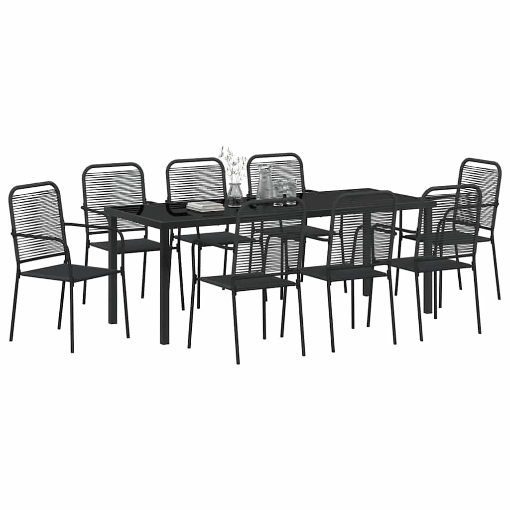 vidaXL Zestaw do jadalni w ogrodzie 9 pcs Czarny