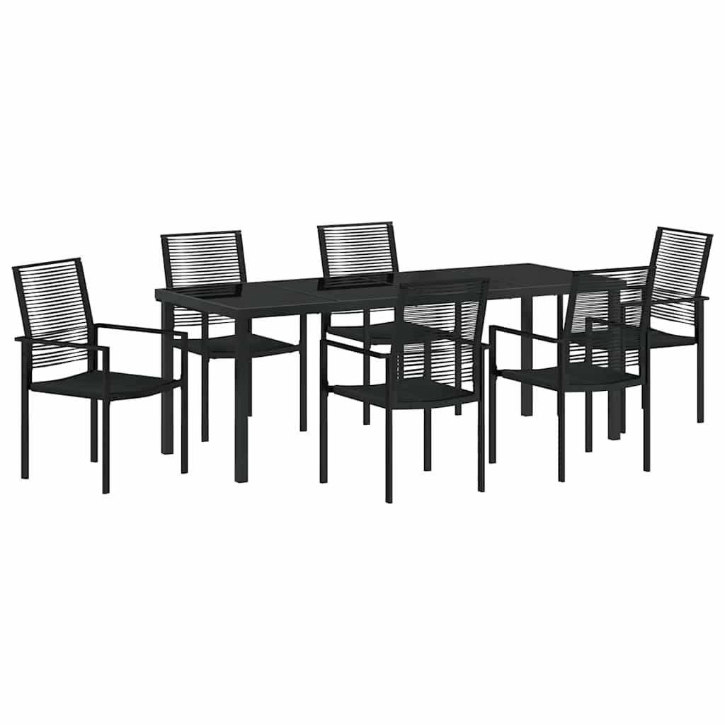 vidaXL Zestaw do jadalni w ogrodzie 7 pcs Czarny