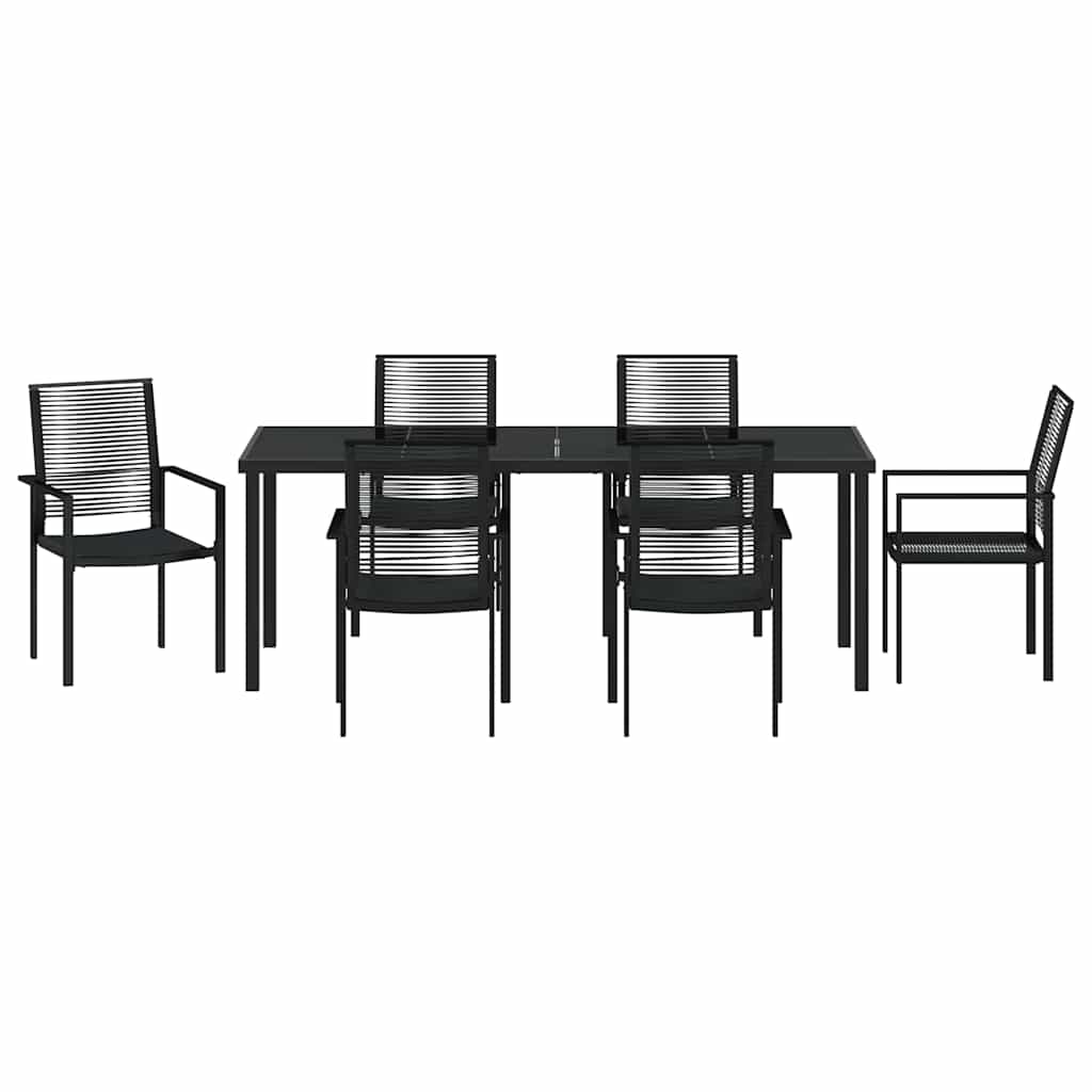 vidaXL Zestaw do jadalni w ogrodzie 7 pcs Czarny