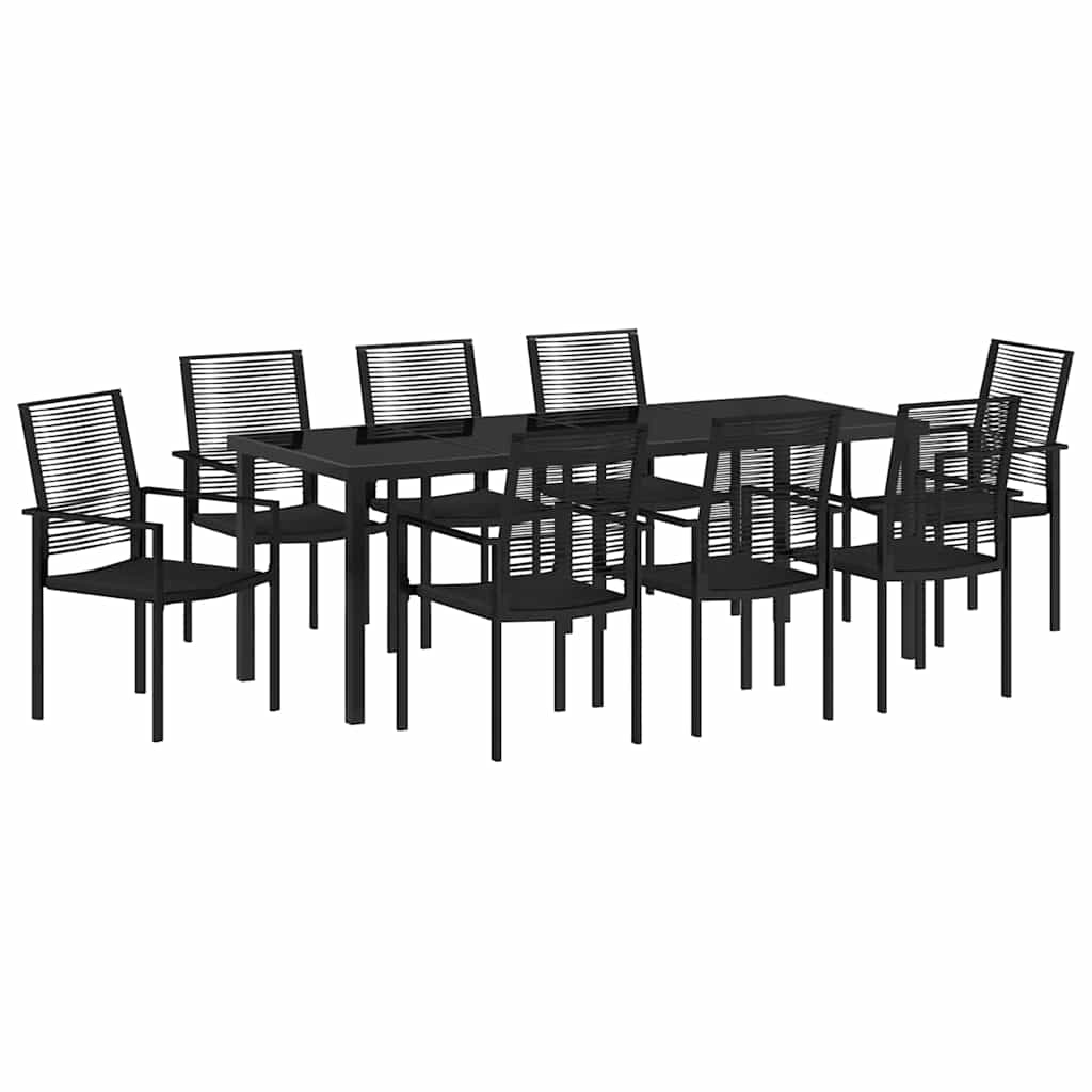 vidaXL Zestaw do jadalni w ogrodzie 9 pcs Czarny