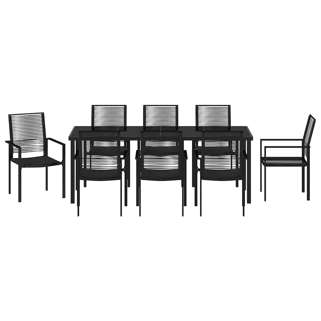 vidaXL Zestaw do jadalni w ogrodzie 9 pcs Czarny