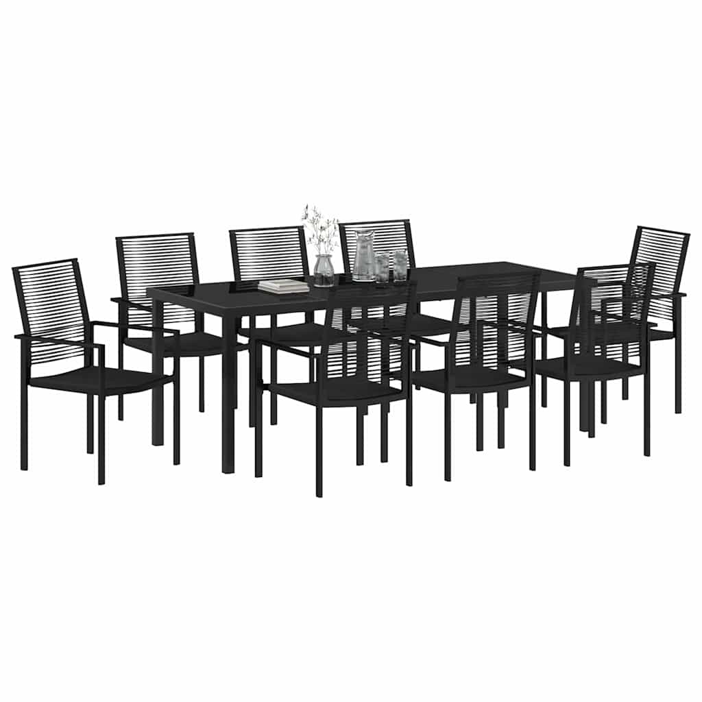 vidaXL Zestaw do jadalni w ogrodzie 9 pcs Czarny