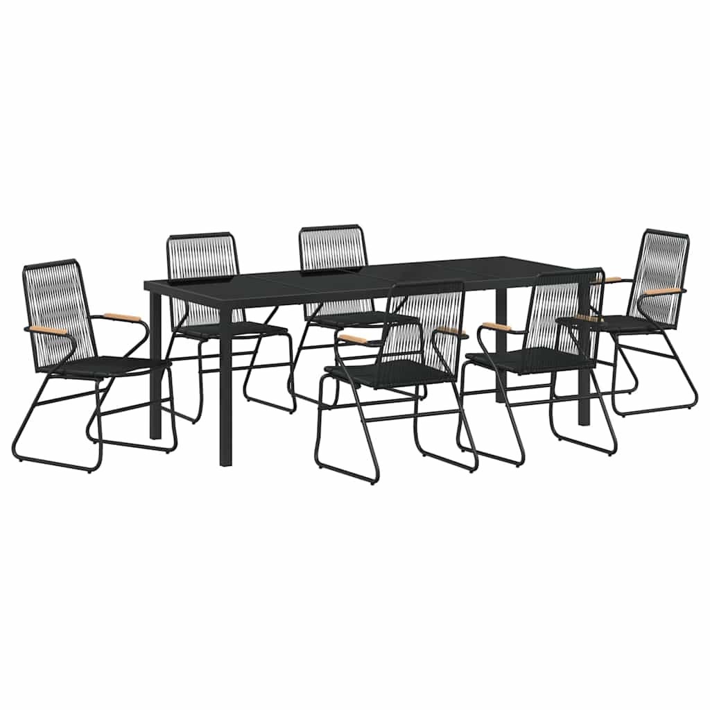 vidaXL Zestaw do jadalni w ogrodzie 7 pcs Czarny