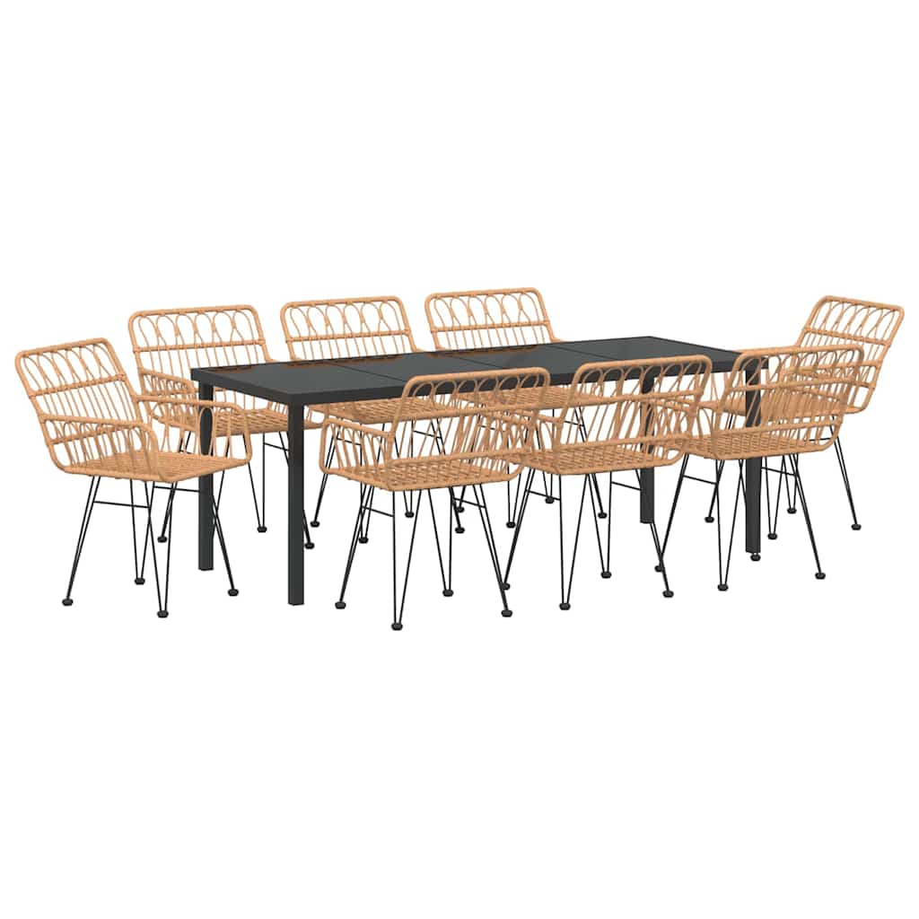 vidaXL Zestaw do jadalni w ogrodzie 9 pcs Brązowy