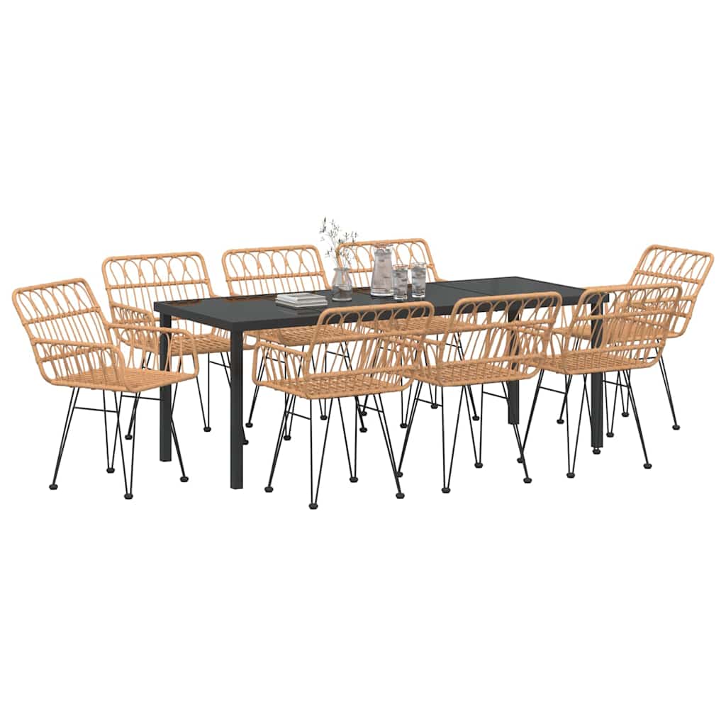 vidaXL Zestaw do jadalni w ogrodzie 9 pcs Brązowy