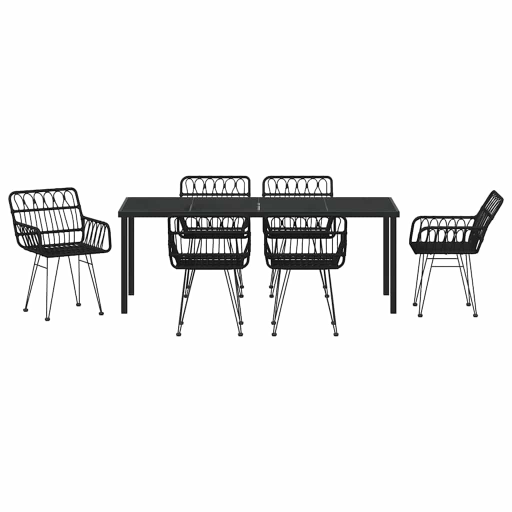vidaXL Zestaw do jadalni w ogrodzie 7 pcs Czarny
