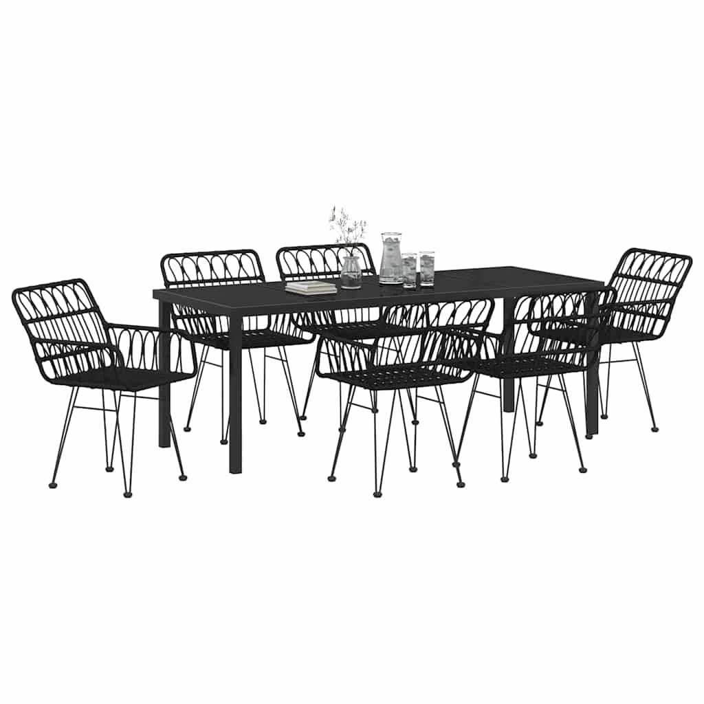 vidaXL Zestaw do jadalni w ogrodzie 7 pcs Czarny