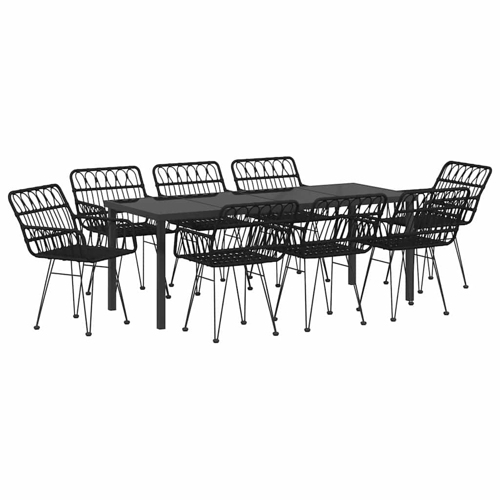 vidaXL Zestaw do jadalni w ogrodzie 9 pcs Czarny
