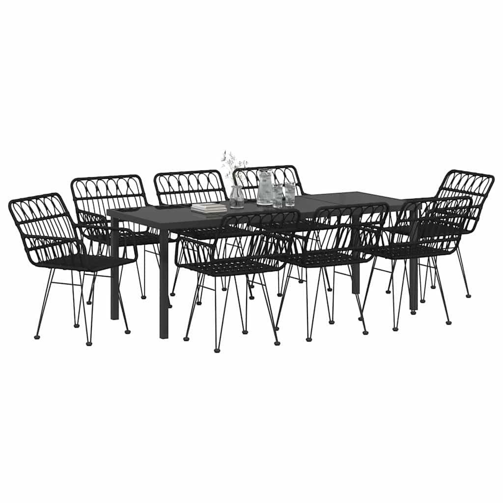 vidaXL Zestaw do jadalni w ogrodzie 9 pcs Czarny
