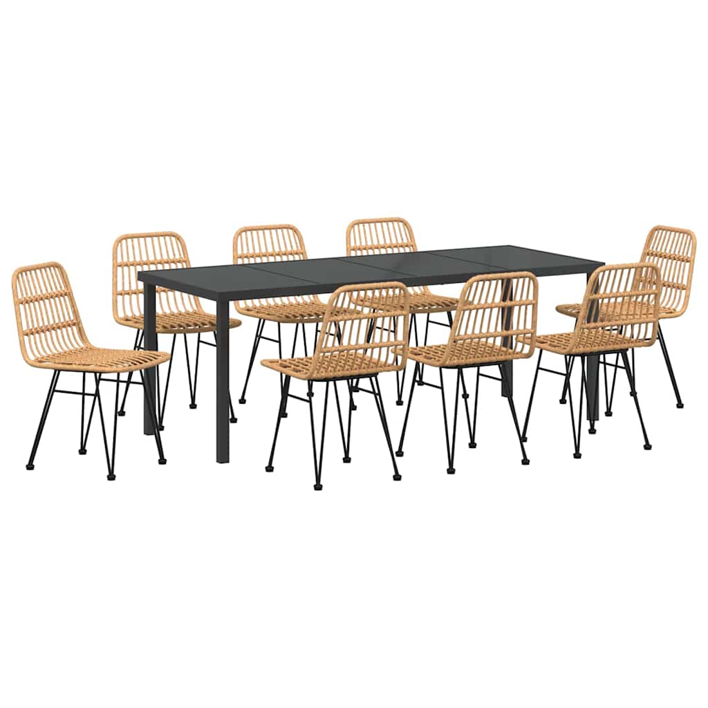 vidaXL Zestaw do jadalni w ogrodzie 9 pcs Brązowy