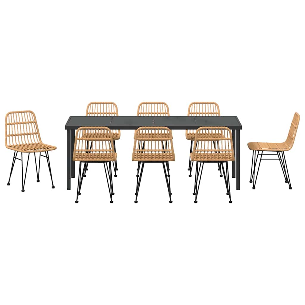 vidaXL Zestaw do jadalni w ogrodzie 9 pcs Brązowy