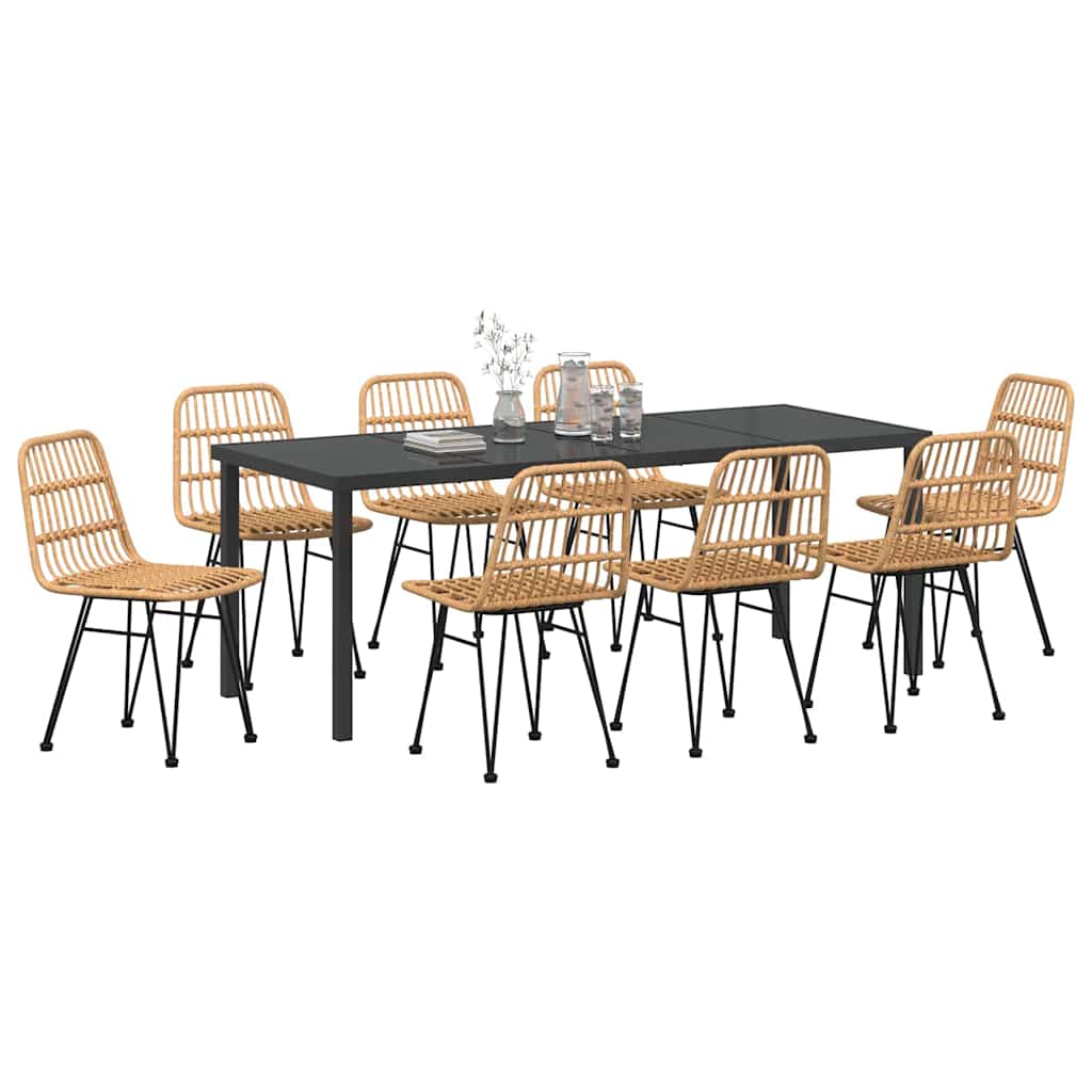 vidaXL Zestaw do jadalni w ogrodzie 9 pcs Brązowy