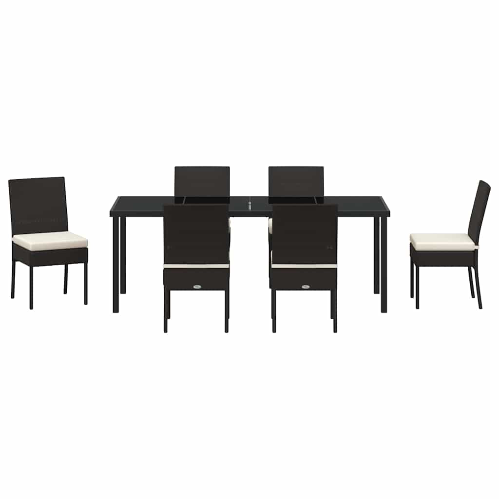 vidaXL Zestaw do jadalni w ogrodzie 7 pcs Czarny