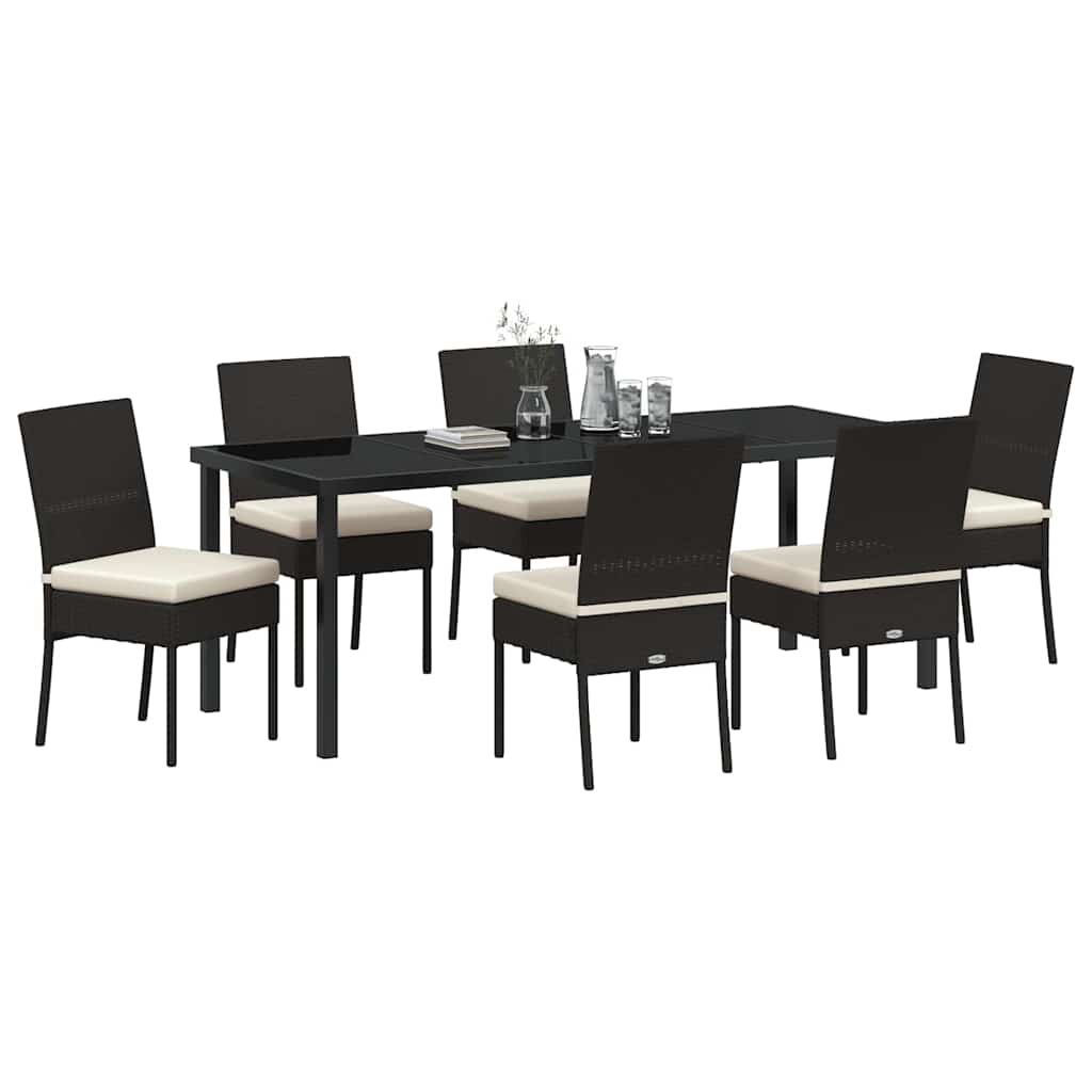 vidaXL Zestaw do jadalni w ogrodzie 7 pcs Czarny