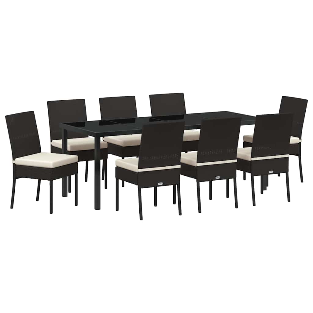 vidaXL Zestaw do jadalni w ogrodzie 9 pcs Czarny