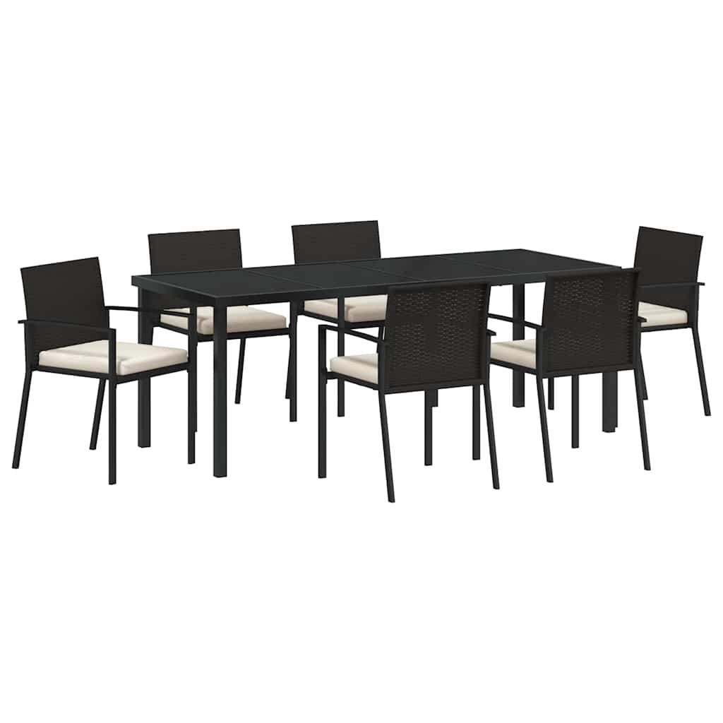 vidaXL Zestaw do jadalni w ogrodzie 7 pcs Czarny