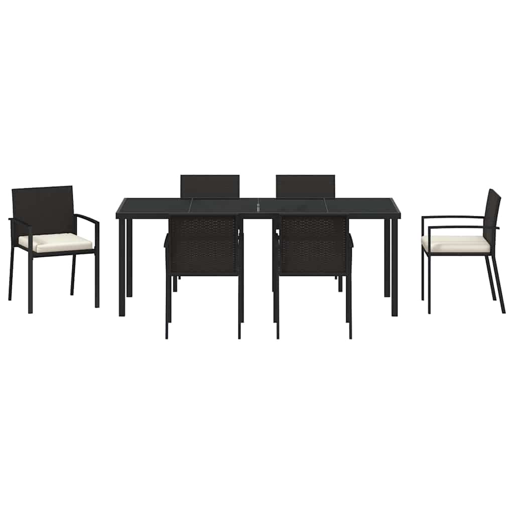 vidaXL Zestaw do jadalni w ogrodzie 7 pcs Czarny