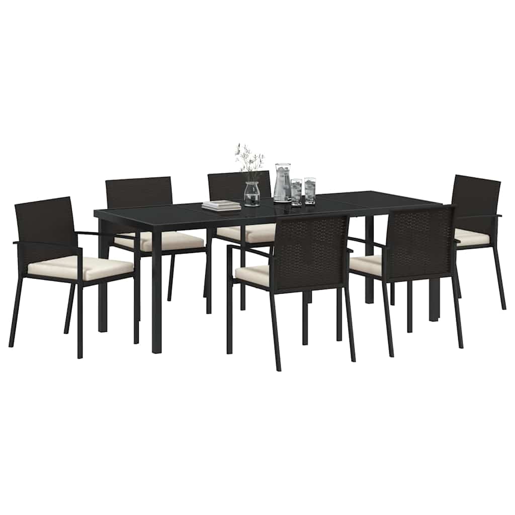 vidaXL Zestaw do jadalni w ogrodzie 7 pcs Czarny