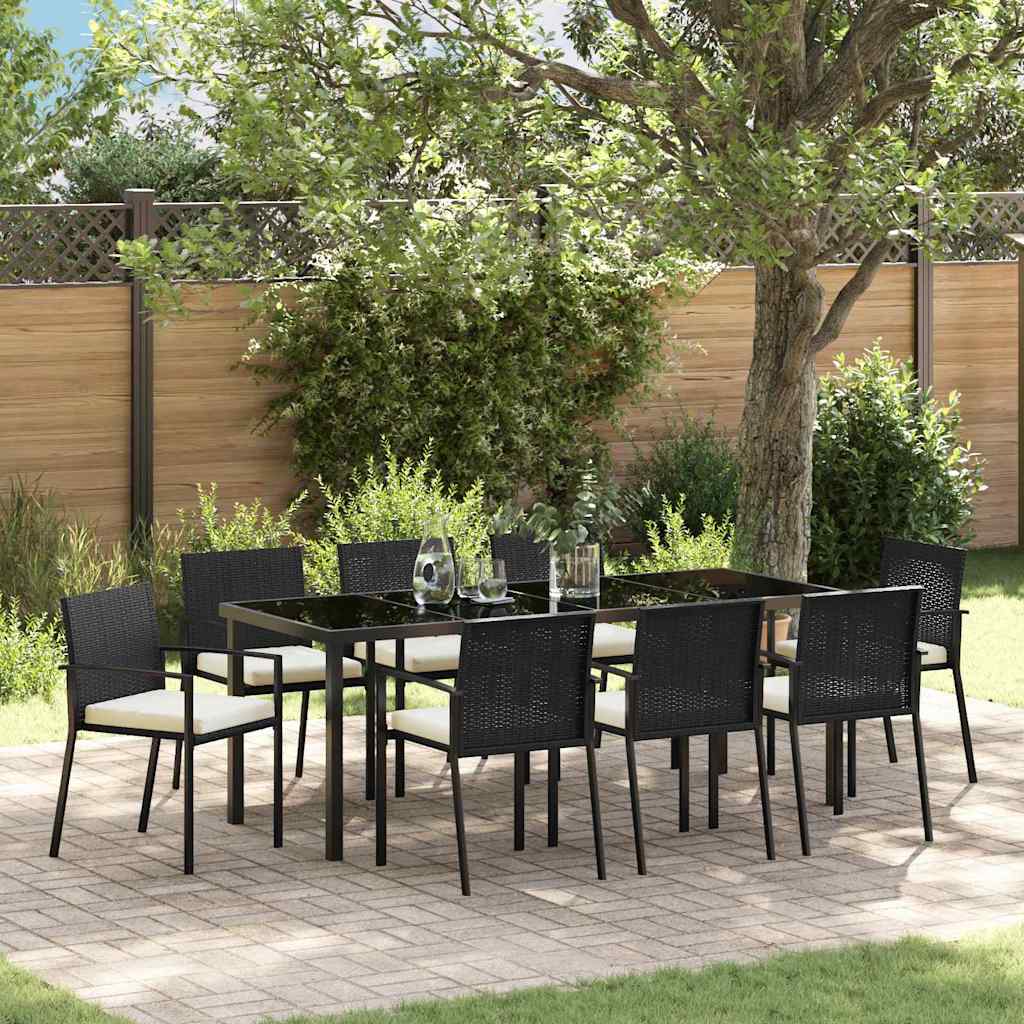 vidaXL Zestaw do jadalni w ogrodzie 9 pcs Czarny