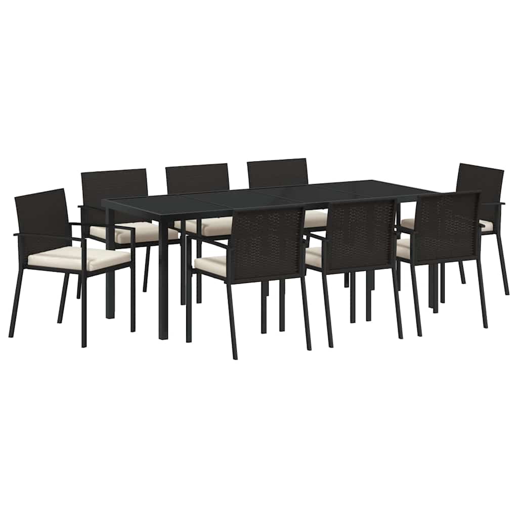 vidaXL Zestaw do jadalni w ogrodzie 9 pcs Czarny