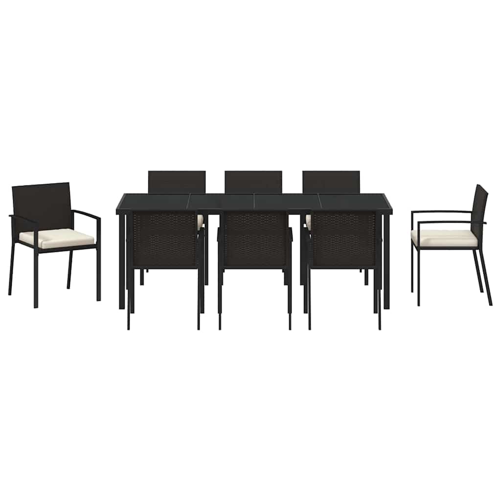 vidaXL Zestaw do jadalni w ogrodzie 9 pcs Czarny