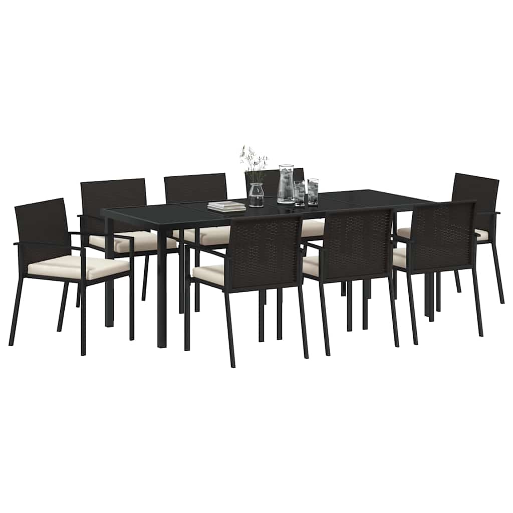 vidaXL Zestaw do jadalni w ogrodzie 9 pcs Czarny