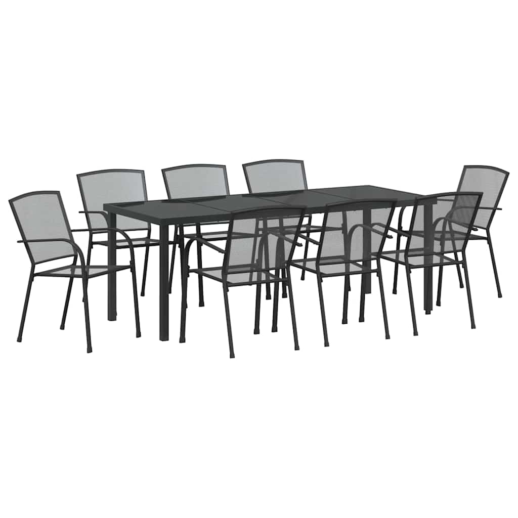 vidaXL Zestaw do jadalni w ogrodzie 9 pcs Antracyt