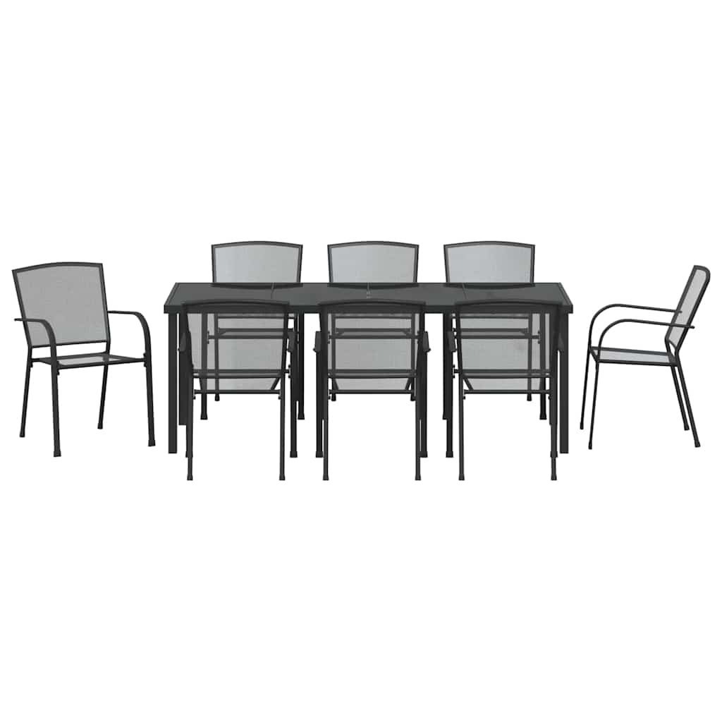 vidaXL Zestaw do jadalni w ogrodzie 9 pcs Antracyt