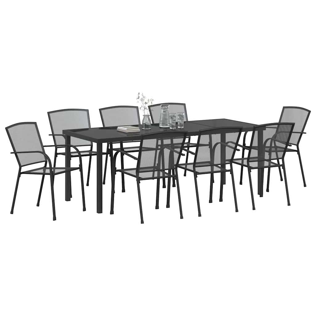 vidaXL Zestaw do jadalni w ogrodzie 9 pcs Antracyt