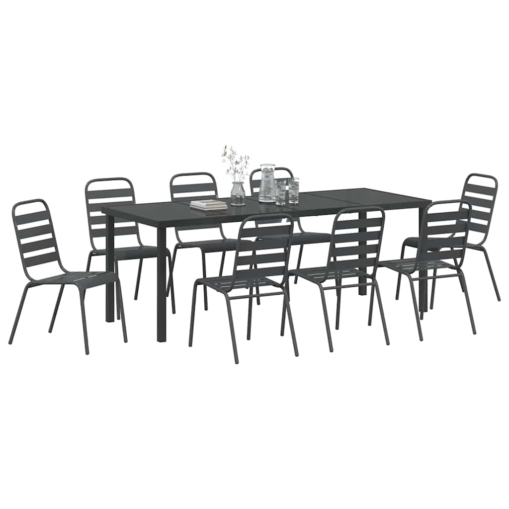 vidaXL Zestaw do jadalni w ogrodzie 9 pcs Antracyt