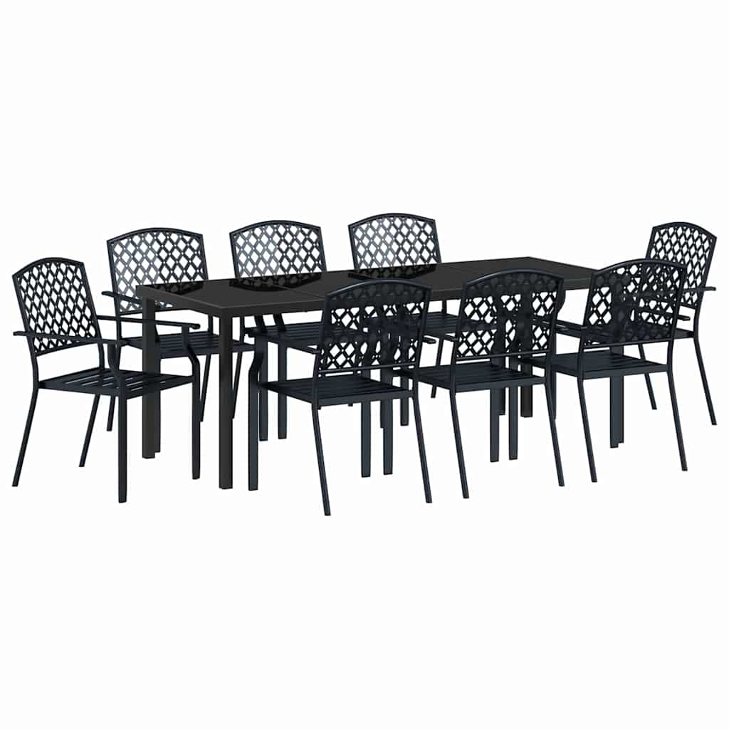 vidaXL Zestaw do jadalni w ogrodzie 9 pcs Antracyt
