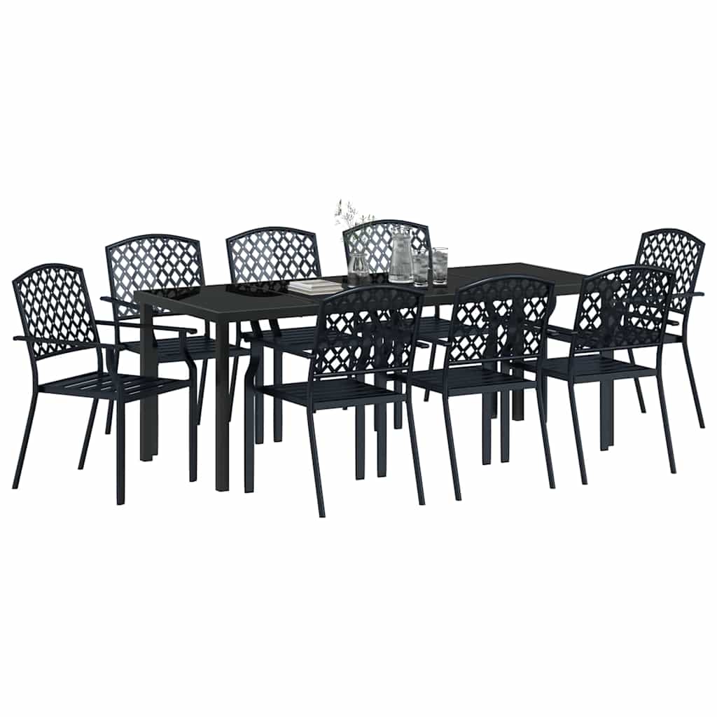 vidaXL Zestaw do jadalni w ogrodzie 9 pcs Antracyt