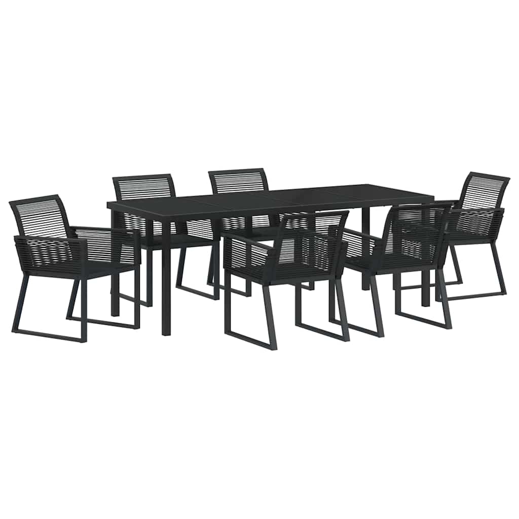 vidaXL Zestaw do jadalni w ogrodzie 7 pcs Czarny
