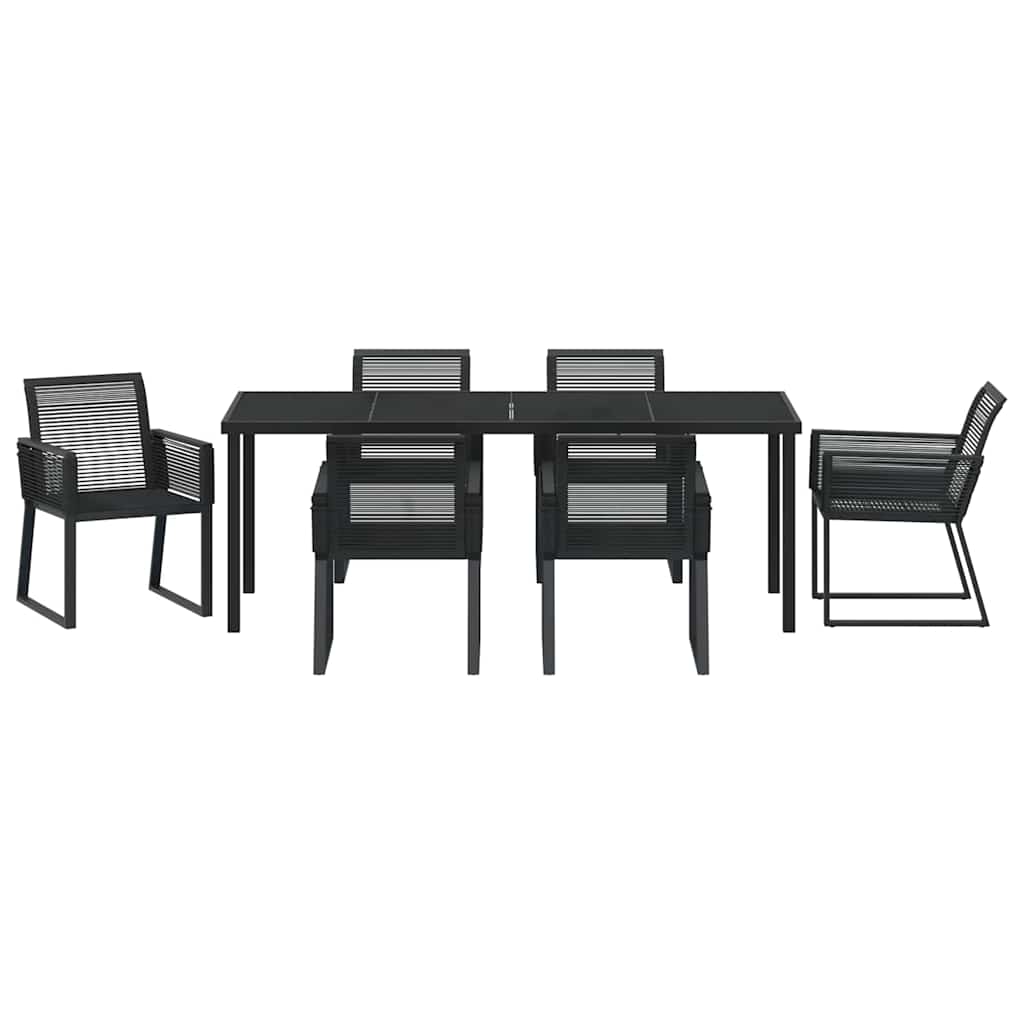 vidaXL Zestaw do jadalni w ogrodzie 7 pcs Czarny