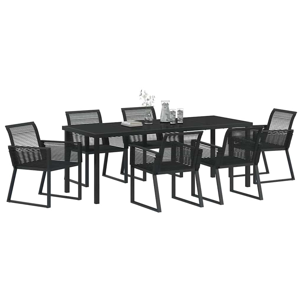 vidaXL Zestaw do jadalni w ogrodzie 7 pcs Czarny