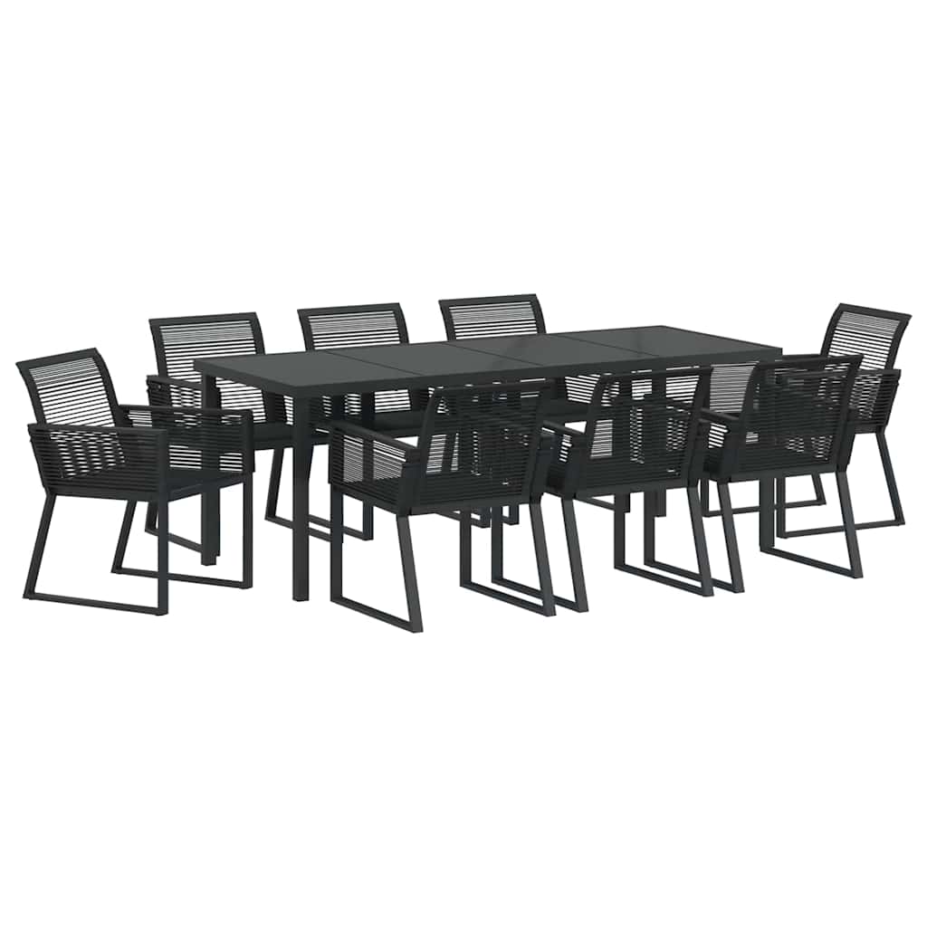 vidaXL Zestaw do jadalni w ogrodzie 9 pcs Czarny