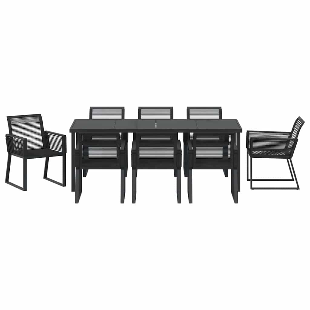 vidaXL Zestaw do jadalni w ogrodzie 9 pcs Czarny