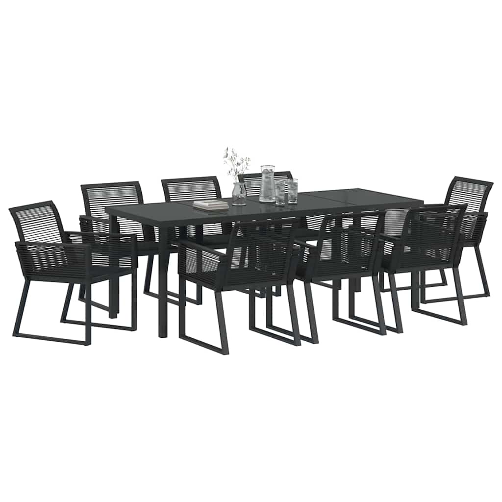 vidaXL Zestaw do jadalni w ogrodzie 9 pcs Czarny