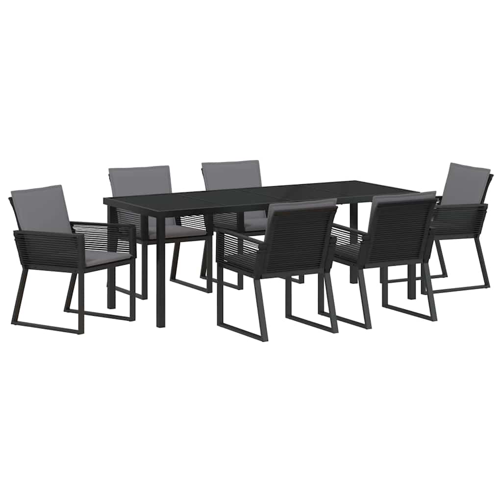 vidaXL Zestaw do jadalni w ogrodzie 7 pcs Czarny