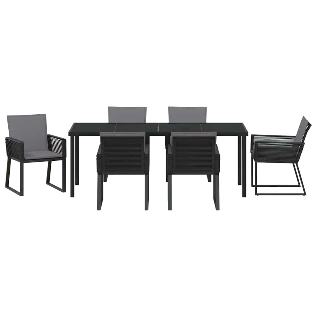 vidaXL Zestaw do jadalni w ogrodzie 7 pcs Czarny