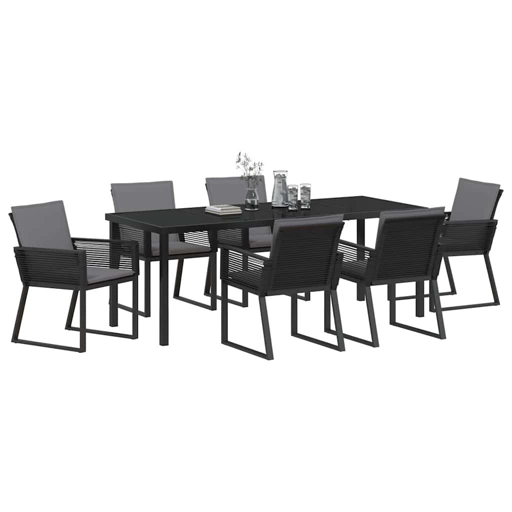 vidaXL Zestaw do jadalni w ogrodzie 7 pcs Czarny