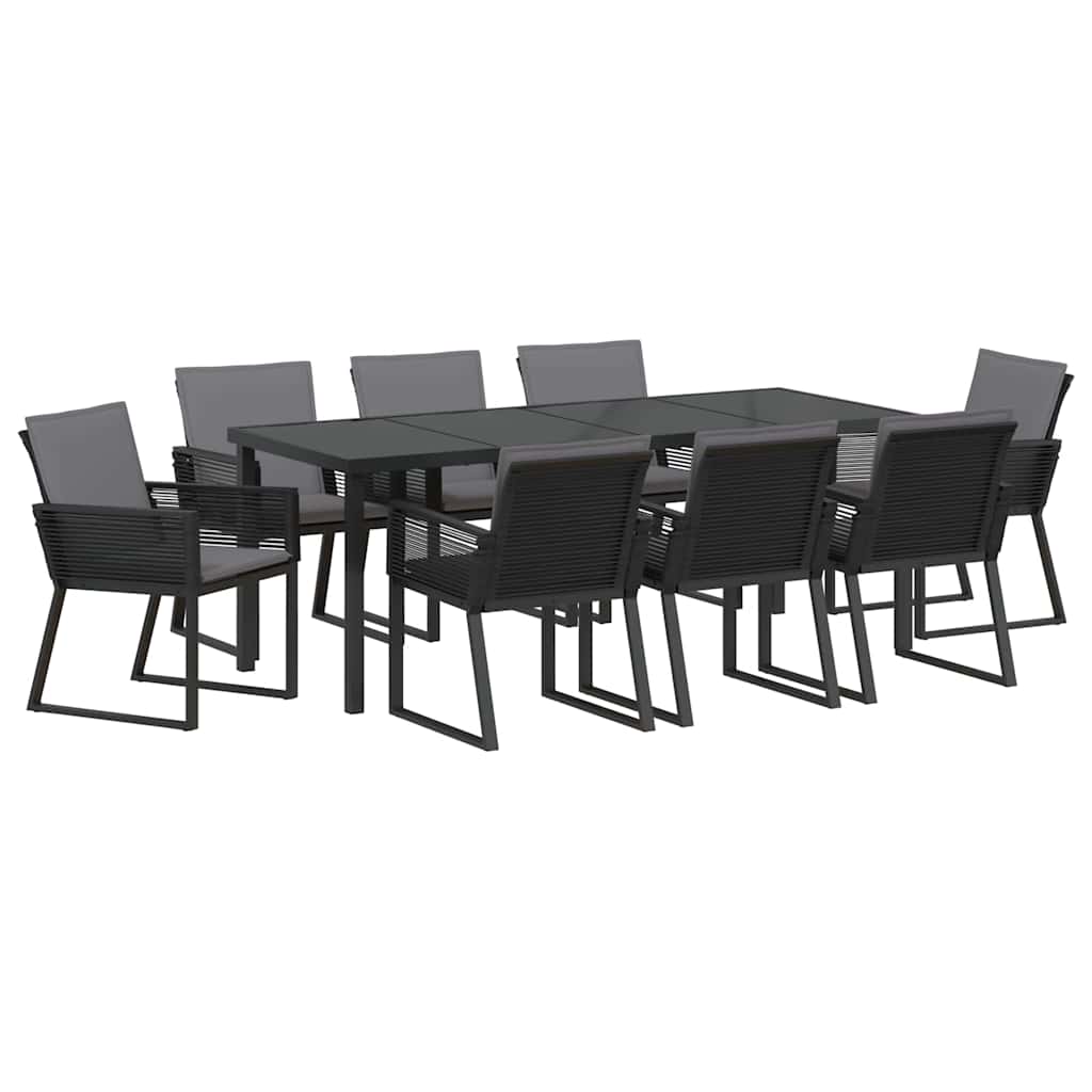 vidaXL Zestaw do jadalni w ogrodzie 9 pcs Czarny