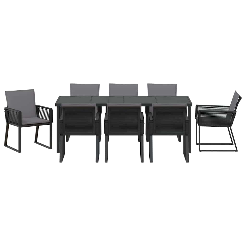 vidaXL Zestaw do jadalni w ogrodzie 9 pcs Czarny