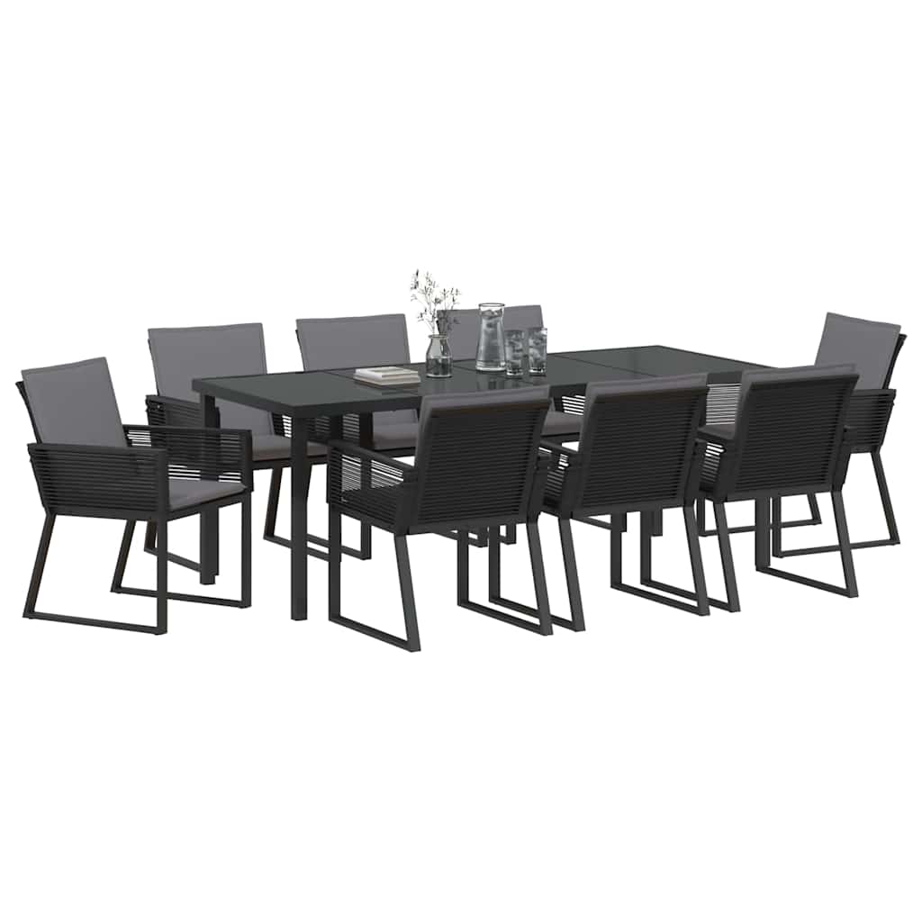 vidaXL Zestaw do jadalni w ogrodzie 9 pcs Czarny
