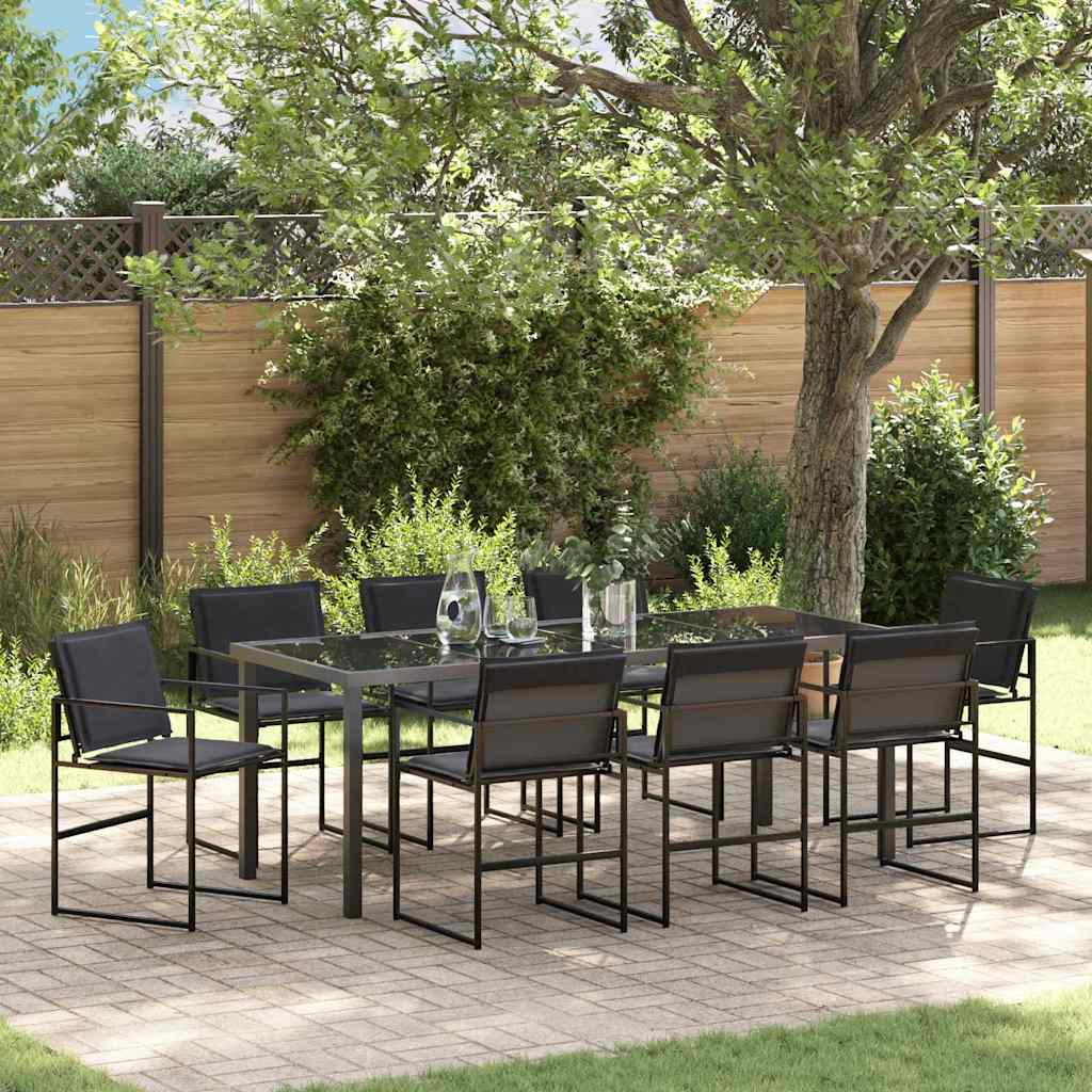 vidaXL Zestaw do jadalni w ogrodzie 9 pcs Czarny 200 x 80 x 73 cm