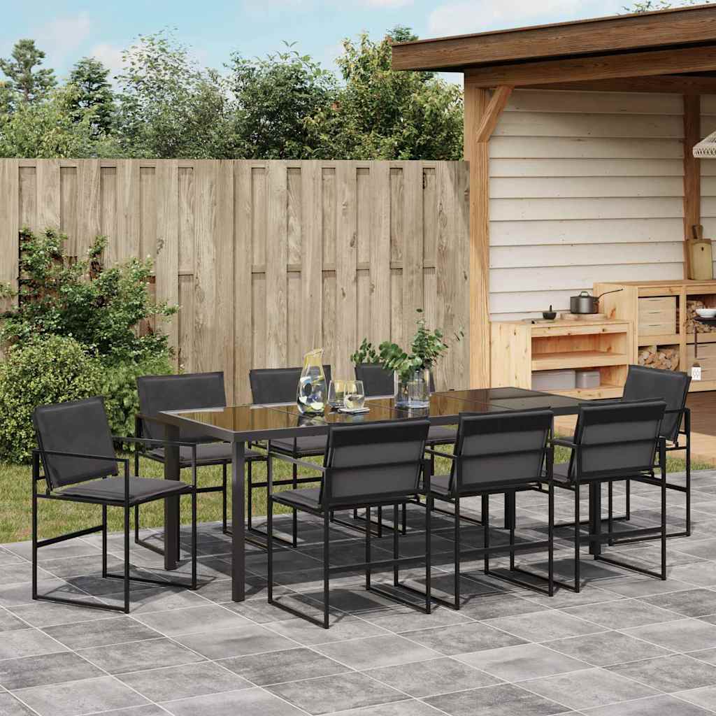 vidaXL Zestaw do jadalni w ogrodzie 9 pcs Czarny 200 x 80 x 73 cm