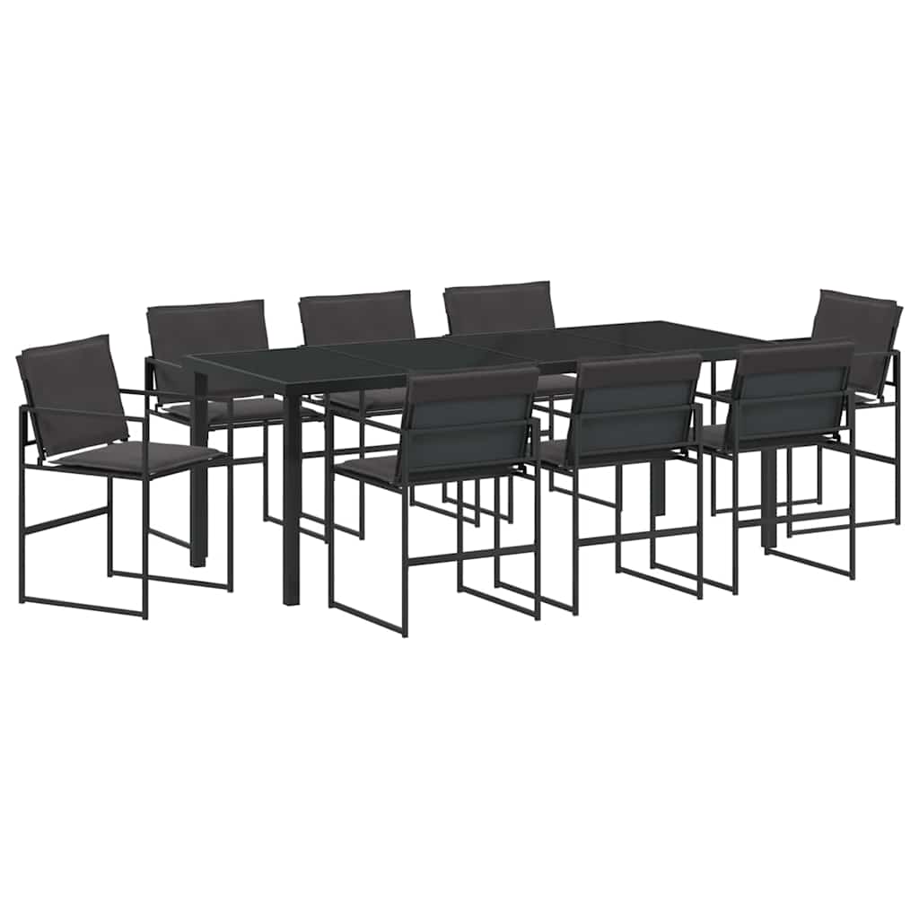 vidaXL Zestaw do jadalni w ogrodzie 9 pcs Czarny 200 x 80 x 73 cm