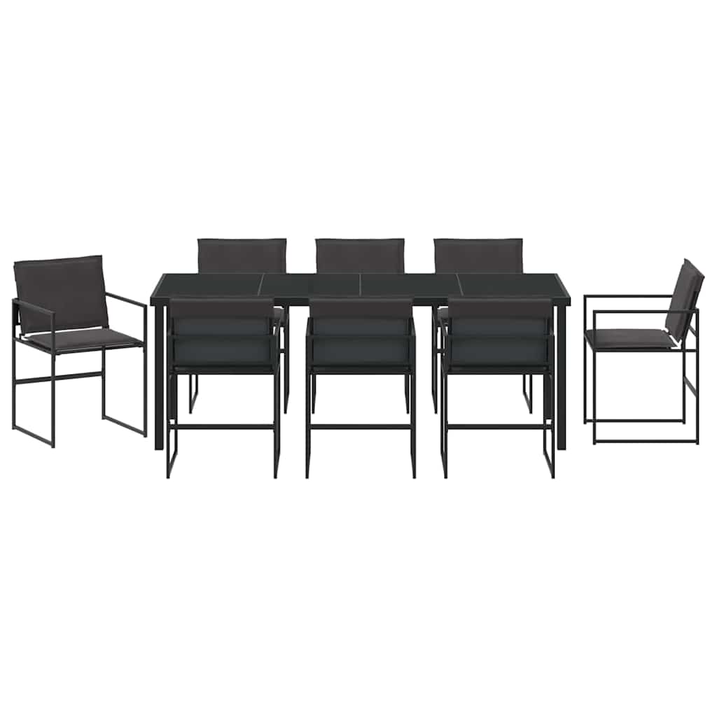 vidaXL Zestaw do jadalni w ogrodzie 9 pcs Czarny 200 x 80 x 73 cm
